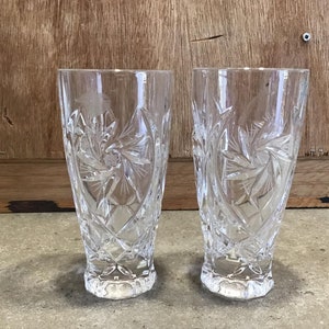 Vintage Pinwheel Highball Glasses: Set of 2 Crystal Tumblers