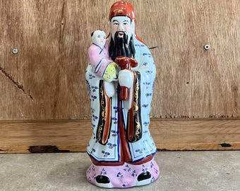 中国の幸福と繁栄の神の手描きの磁器の置物 - Etsy 日本