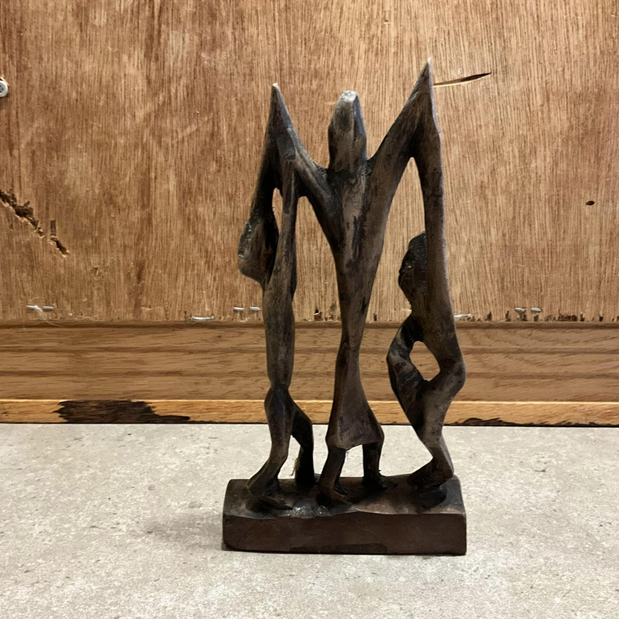 黒い木製の抽象彫刻 ヴィンテージ彫刻アフリカ、抽象人物、卓上彫刻、木製アート、木製像