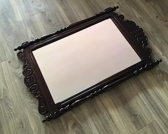 Antique Wood Carved Wall Hanging Mirror