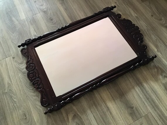 アンティーク木彫り壁掛けミラー - Etsy 日本