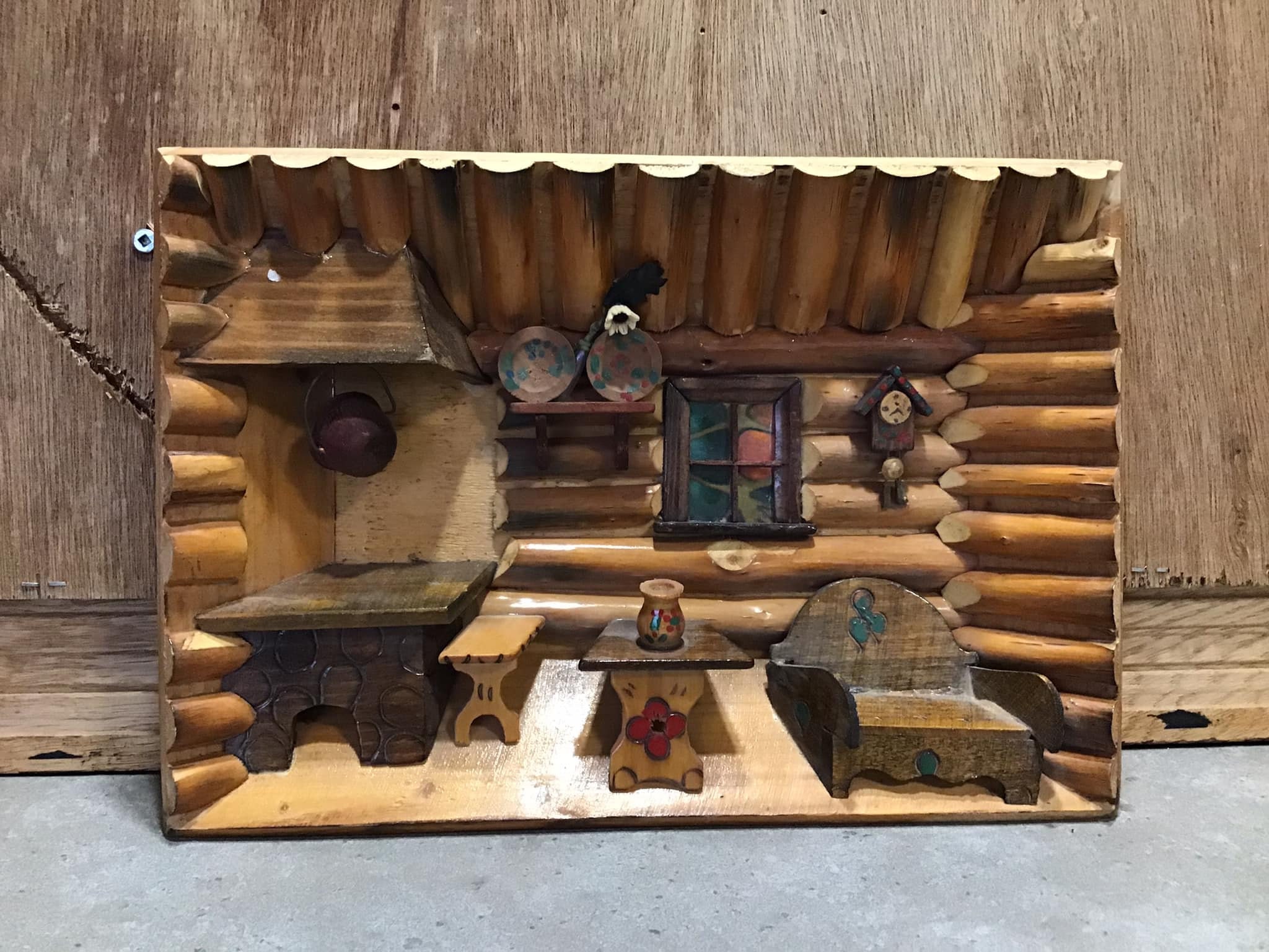 Vintage Handmade Wood 3D Rustic Folk 