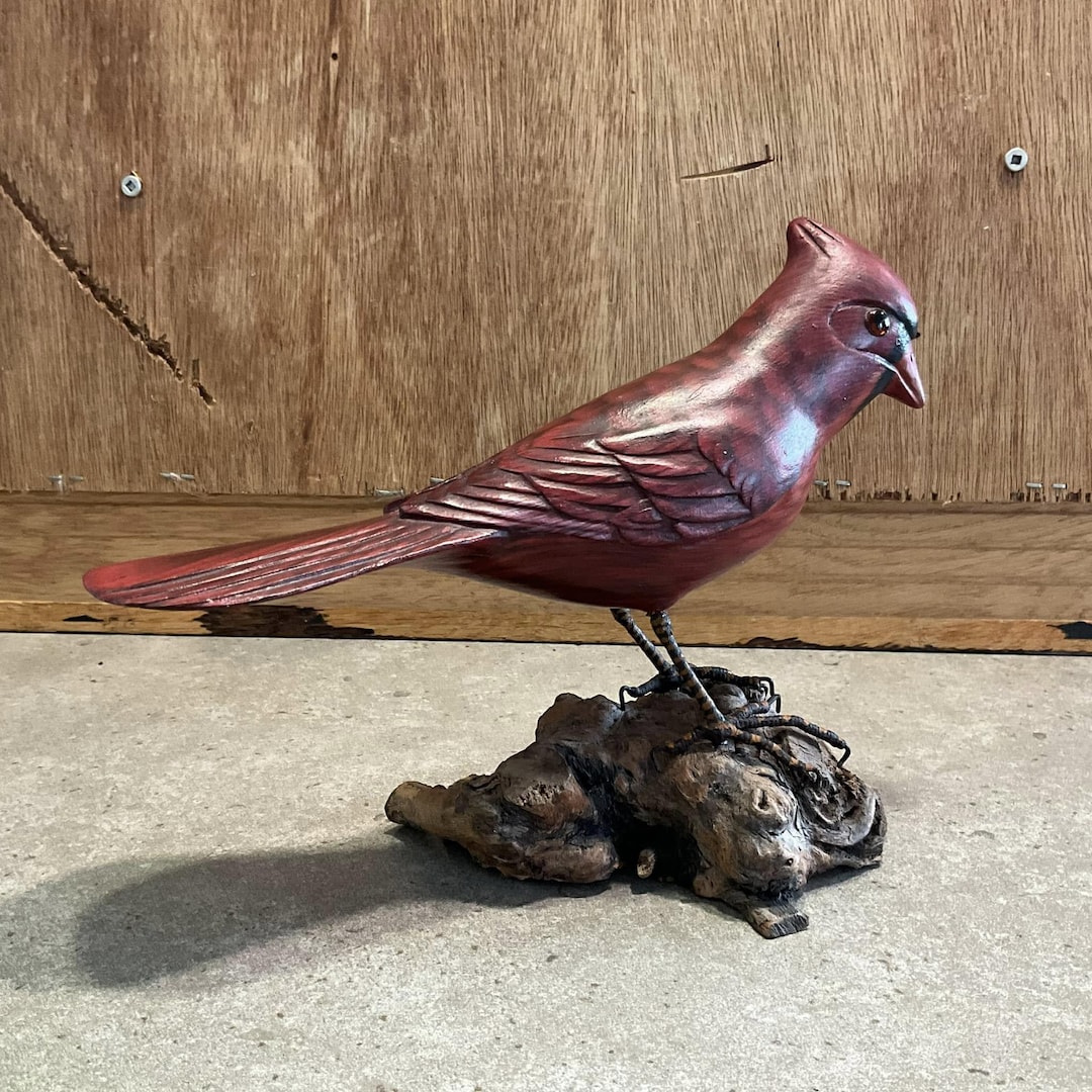 Cardinal Bird on Driftwood Base - Etsy