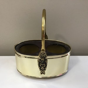 Vintage England Korb Peerage Messing Flaschenhalter, Gold Weinkorb mit Löwenkopf - Wein Geschenkkorb - Gold Barwagen Zubehör, Bar Geschenk