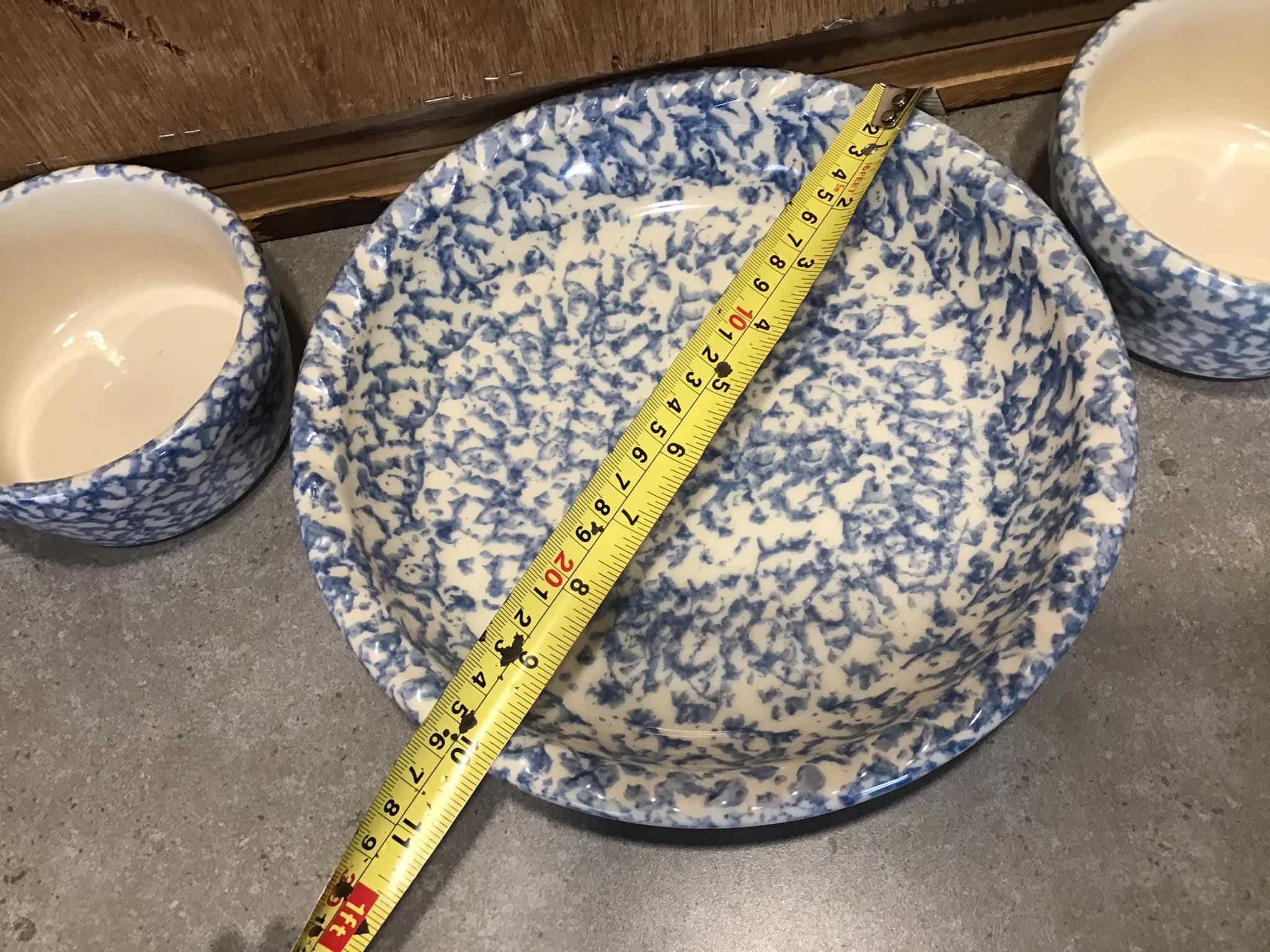 3 Roseville Pottery Blue Spongeware Bowls Gerald Henn. Very Etsy