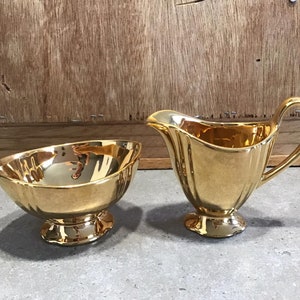 Royal Winton Grimwades Golden Tone Creamer and Sugar Bowl Made in England