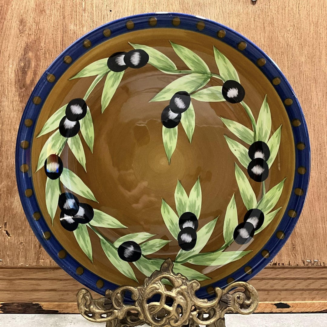 Gates Ware Laurie Gates Olive Pasta Bowl, Hand-painted Black