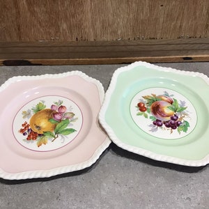 Platos de fruta vintage Johnson Bros: platos de ensalada de cerámica inglesa con borde de cuerda (juego de 2)