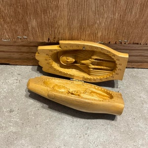 Vintage or Antique Carved Wood Figural Religious icon in Open Hands