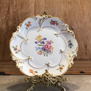 Vintage JLmenau von Henneberg Floral Gold Trim 7.5&quot; Talerz Niemcy Numerowany