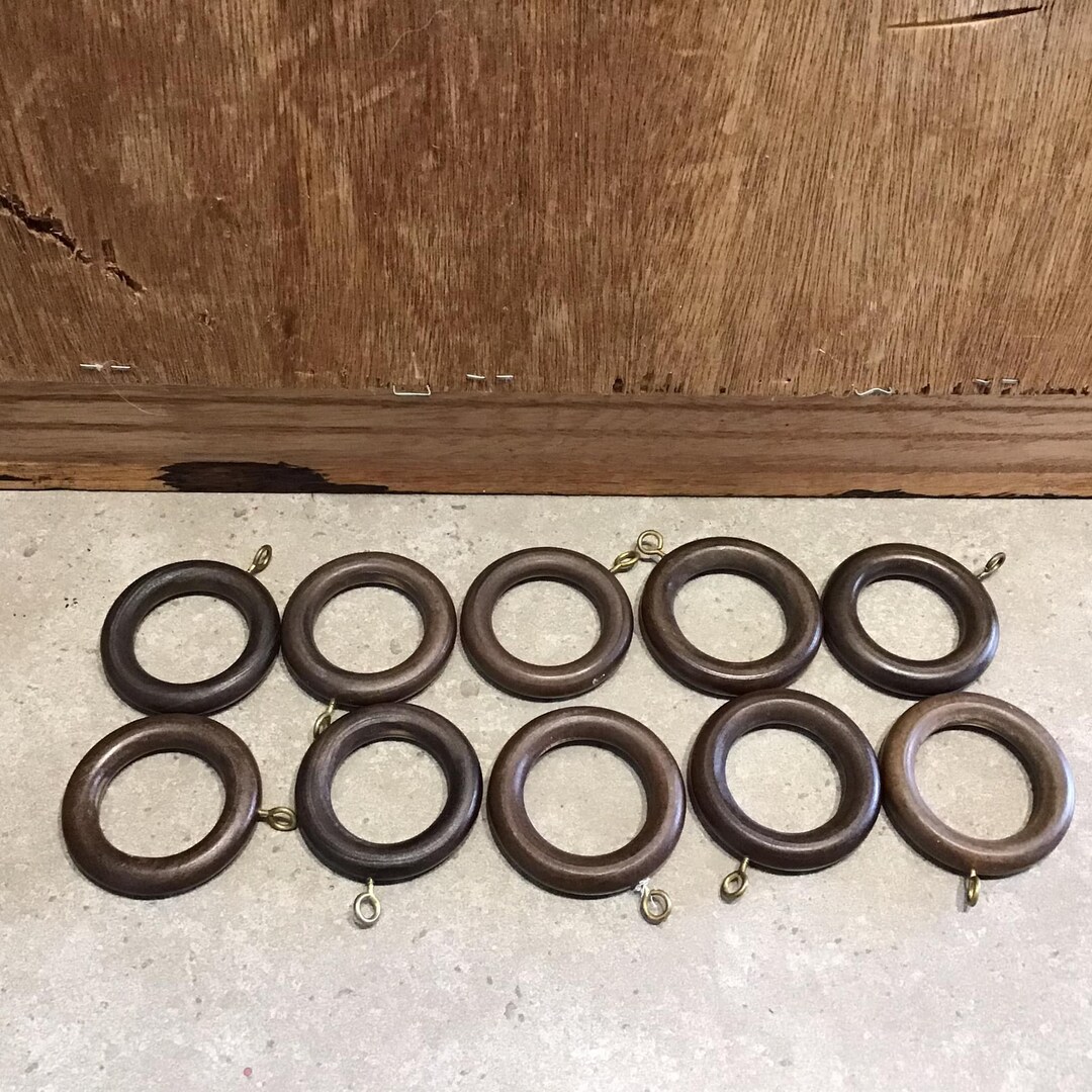 10 Wooden Curtain Rings Wooden Curtain Pole Rings With Screw Etsy
