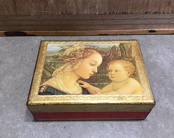 Vintage Wood Box Gold Tone Jewelry Box Made in Italy