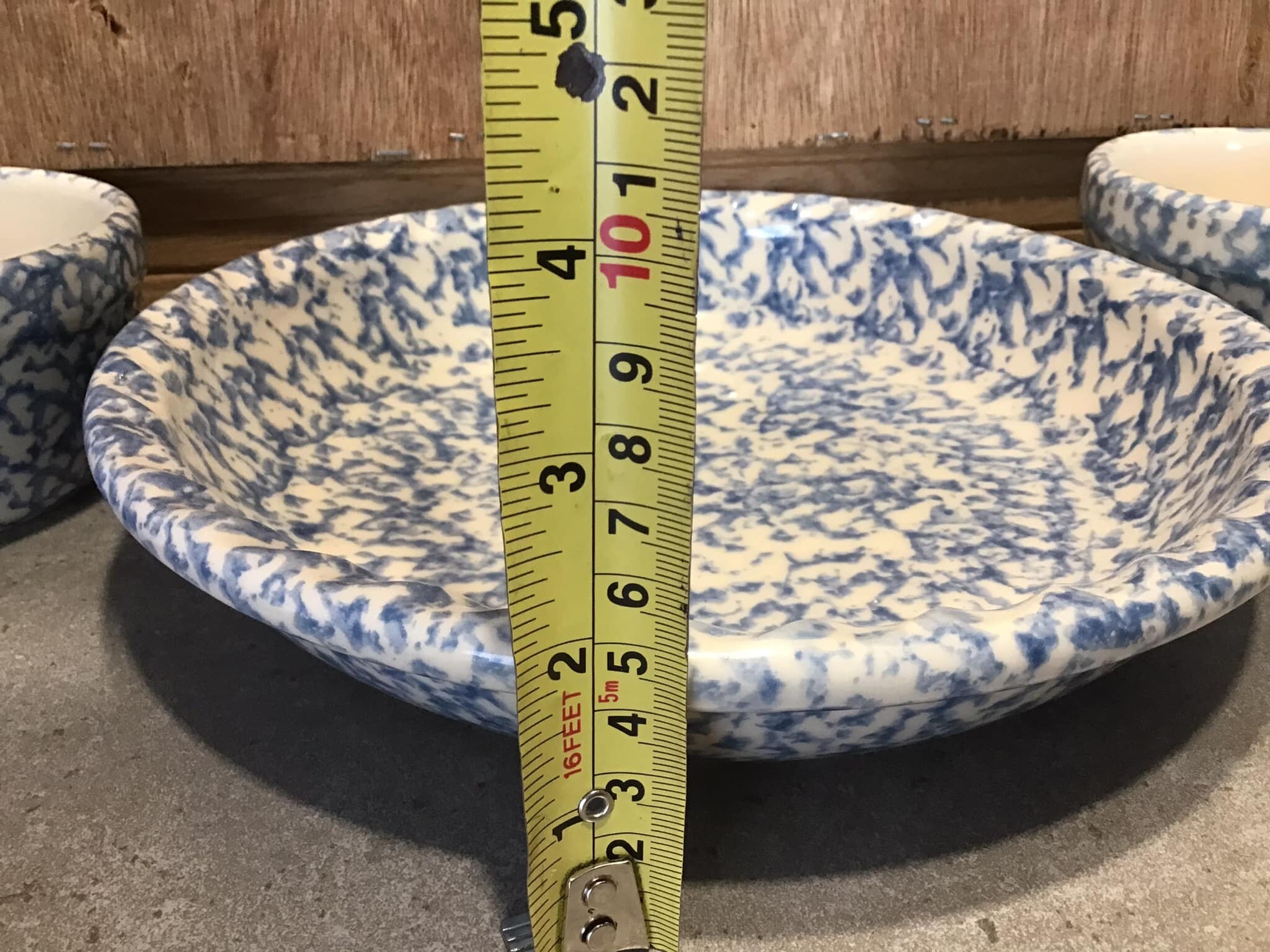 3 Roseville Pottery Blue Spongeware Bowls Gerald Henn. Very Etsy