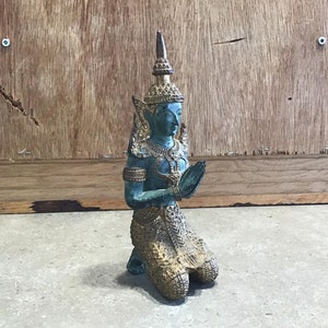 Vintage Asian Gilt Bronze Teppanom kneeling Thai Sacred Angel
