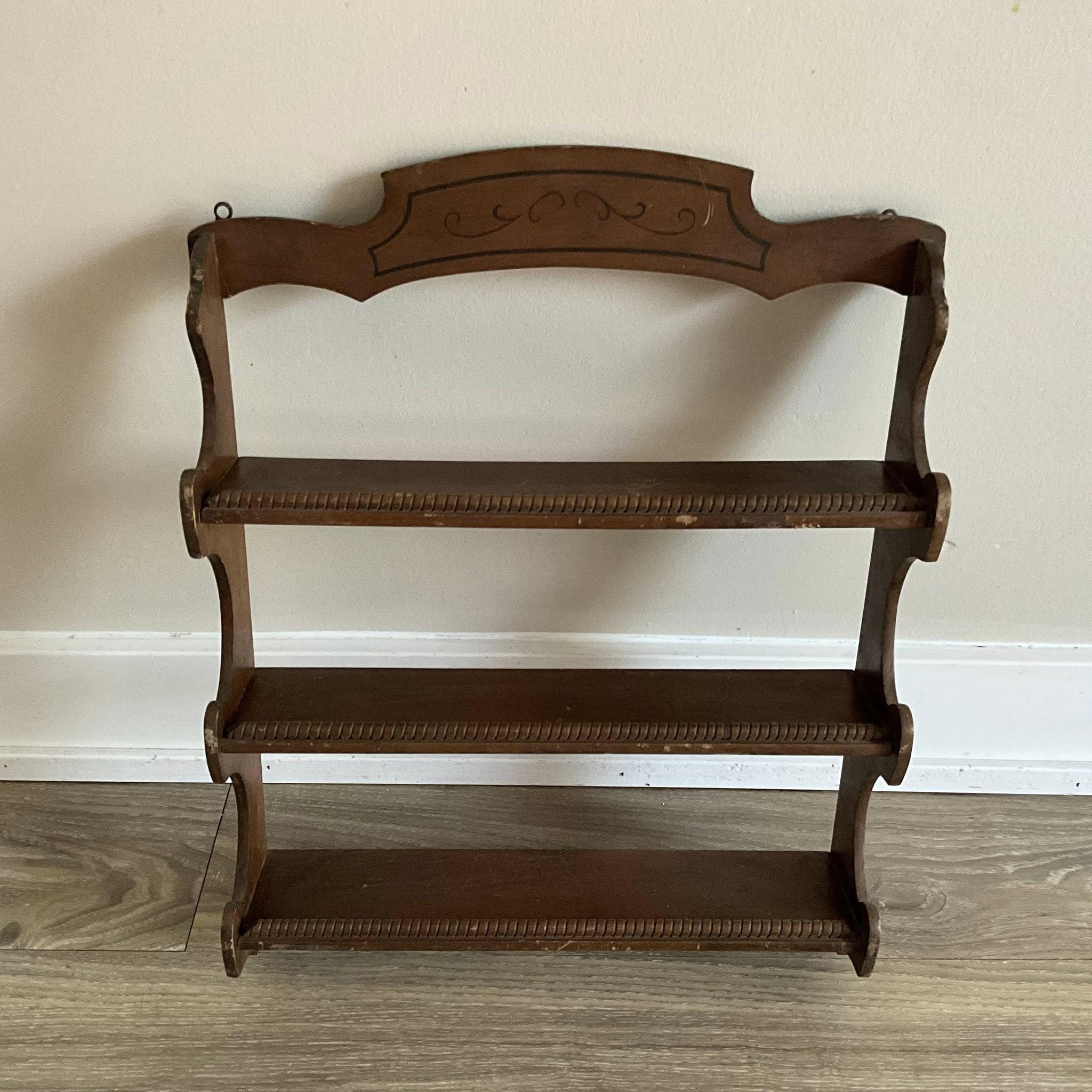 木製ラック・ウッドラック Vintage wooden shelf Vintage Wood SPICE Rack HERB With Wall Mount Brackets - Etsy Israel