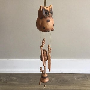 Terracotta Chime in the shape of an Owl, Natural Clay Wind Chime, Outdoor indoor bell Wind Chime Home Decoration
