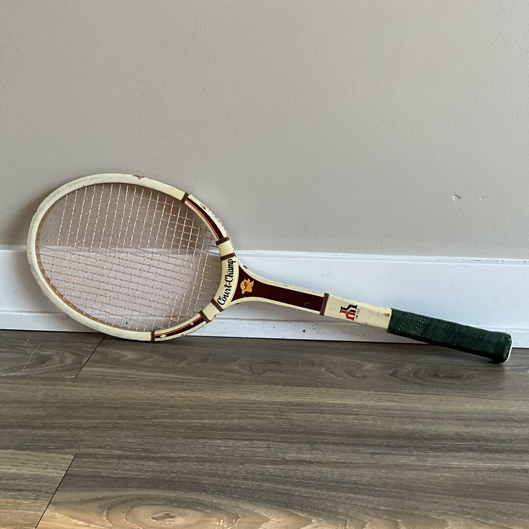 Champ Racket Set Vintage Court Champ Wood Tennis Racket, Genuine Cowhide Grip, Sports ...