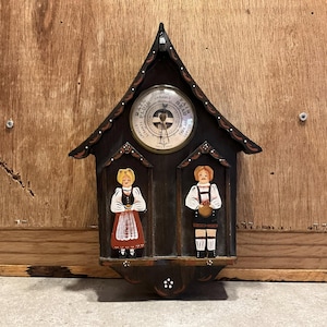 Vintage French Barometer: Wood Hanging Wall Decor