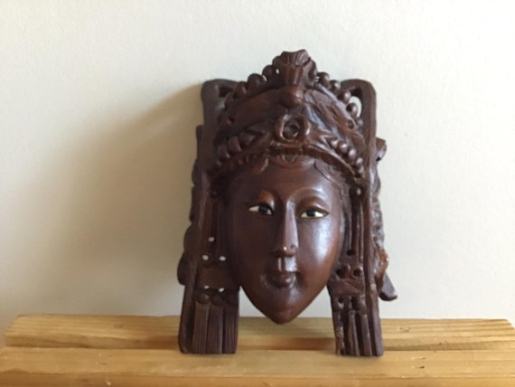 ヴィンテージ木彫　抽象フェイス ウォールアート ミッドセンチュリー 美術品・アンティーク・コレクション ヴィンテージ木彫 抽象フェイス