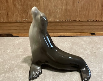 Vintage Lomonosov LFZ Porcelain Sea Lion, Authentic Made in USSR Figurine, Soviet Era Collectible #2003, Hand-Painted Seal Statue