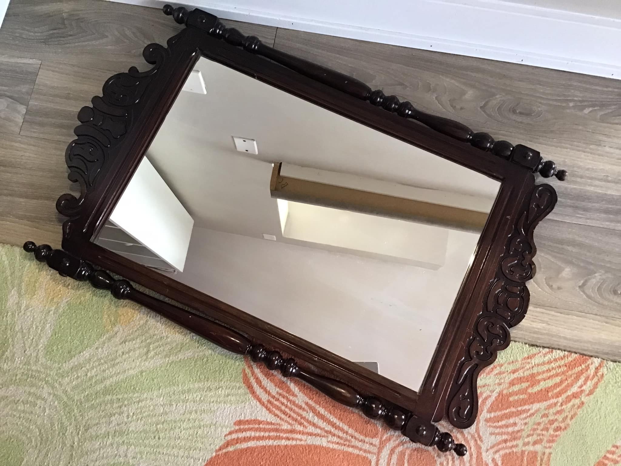 アンティーク木彫り壁掛けミラー - Etsy 日本