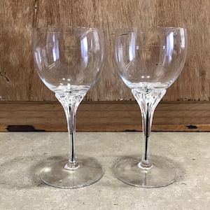 Vintage Belfor Exquisite Black Line Stem Glasses 1970s, Set of 2 Sherry, Port or Liquor Liqueur Wine Glass, Czech Balfour Crystal