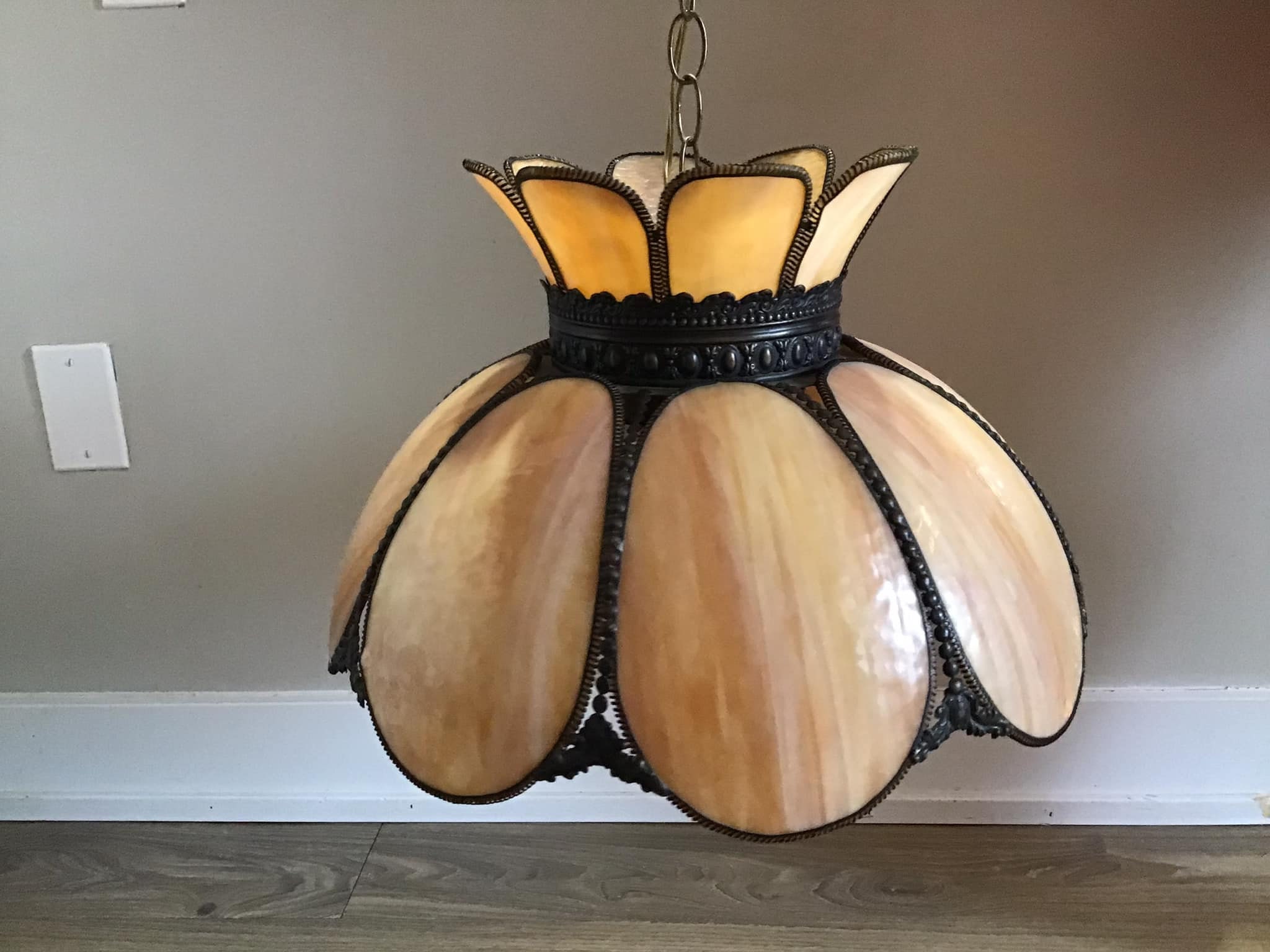 Slag glass chandelier deals