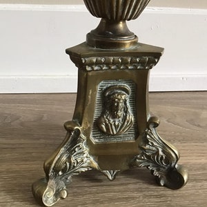 Vintage Ornate Brass Candle Stand: 18&quot; Carved Pedestal Candlestick