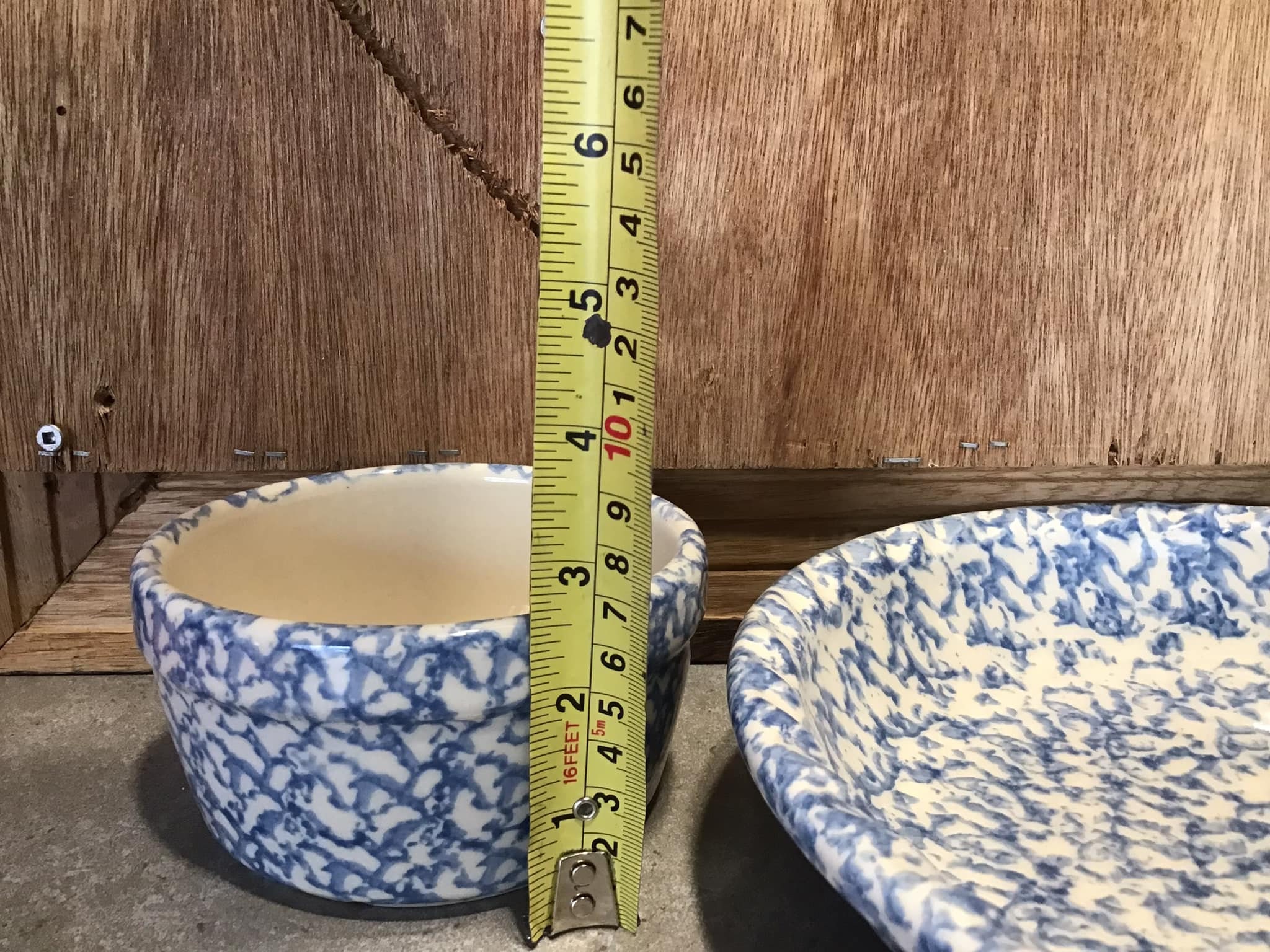 3 Roseville Pottery Blue Spongeware Bowls Gerald Henn. Very Etsy