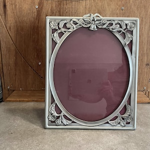 Vintage Large Seagull 1994 Pewter Flower Design Picture Frame, Photo Frame Floral 3D