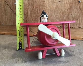 Vintage Snoopy Red Baron Wooden Music Box Peanuts Bi-plane Vintage Snoopy Red Baron Wooden Music Box Peanuts Bi-plane