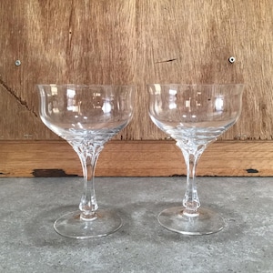 2 Crystal Cocktail Glasses flower Stem