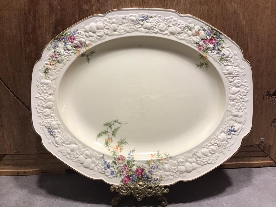 Crown Ducal Florentine ROSALIE Dinner Platter With 3D Flowers Made in