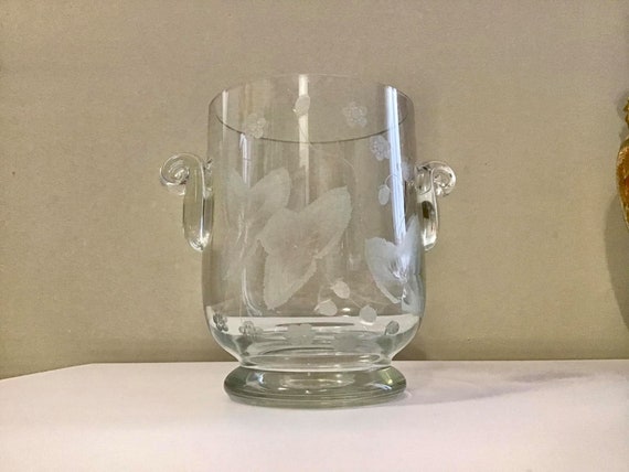 cassette bezig Twinkelen Vintage ijsemmer glazen ijsemmer geëtst glas cirkelgerei - Etsy Nederland