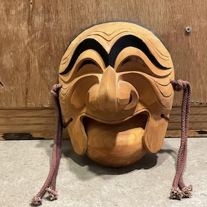 Korean Wooden Mask Theater Old man Vintage Hand Carved, Wall Hanging