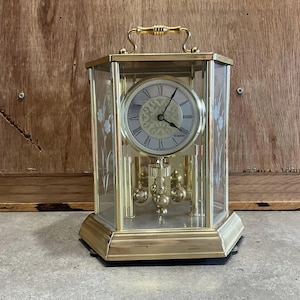 Vintage West Germany Mirado Mantel Clock with Floral Dome, Vintage German Quartz Clock