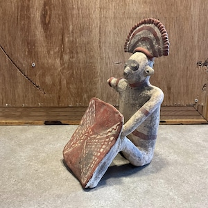Statua in TERRACOTTA 11,5" / Argilla / Scultura artistica / Nativa / Etnica / Azteco / Messicana / Maya / Rustica / Figurina in argilla, stile precolombiano