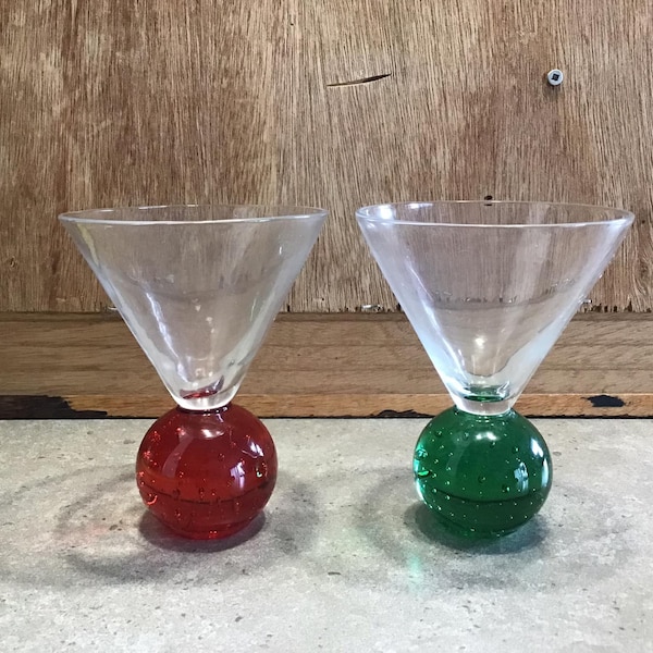 Bubble Base Martini Glasses Etsy