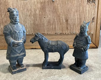 ヴィンテージ中国武士レプリカと馬の置物 - 3体セット - Etsy 日本