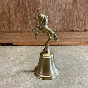 Vintage Brass Unicorn Bell - Mythical Creature, Brass Hand Bell