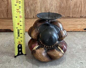 ヴィンテージの泣く仏像の木彫り：ヨギマンのキャンドルホルダー