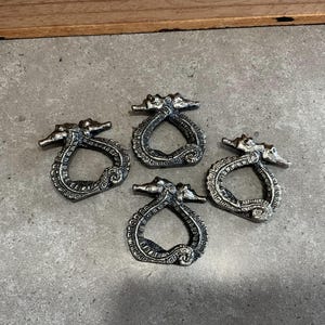 Vintage Set of 4 Napkin Rings Metal Seahorse