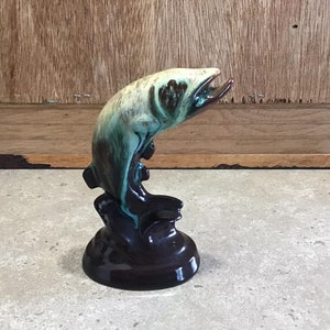 Vintage Blue Mountain Keramik Forelle Fisch Skulptur Kanada 11,5 cm