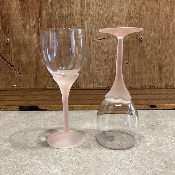 Vintage Crystal Wine Glasses - Pink Stem, Set of 2 - Etsy