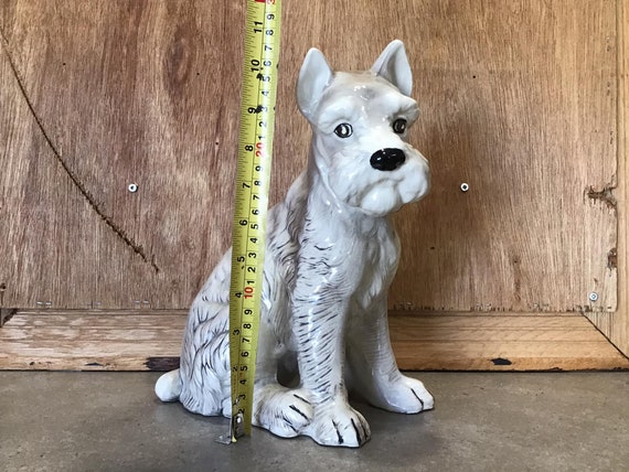 ヴィンテージのグレーと白のシュナウザー犬の陶器の置物 - Etsy 日本