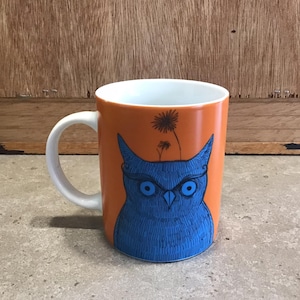 Owl Coffee Mug Orange Blue