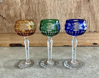 ペアワイングラス　ラウジッツァー・グラス（Lausitzer Glas） 色付きクリスタルワイングラス 1個 - ラウジッツァー、東ドイツ - Etsy