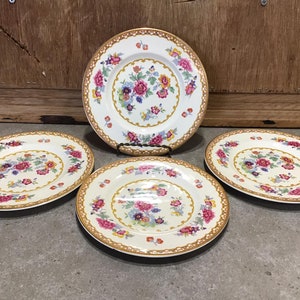 4 Vintage Royal Staffordshire AJ Wilkinson Salad or Cake Plates Made in England Floral Vintage English Plates