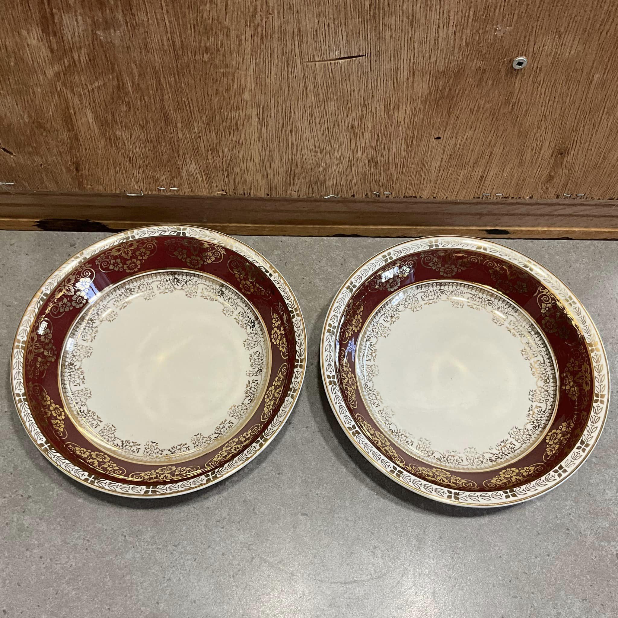 クラウン デュカル ボウル：バーガンディ ローレル＆ゴールド