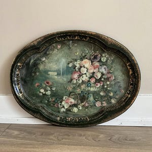 Large Metal Tray Chatsworth Derbyshire. Patricia Machin, Metal Tray. Made in England, Farmhouse Decor. Shabby Chic